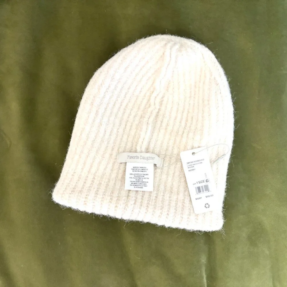 NWT Ribbed Favorite Daughter THE LOGO PATCH RIB BEANIE - retails $68 - Picture 7 of 12